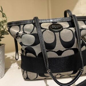 Coach Black and Gray Patterned Tote Bag